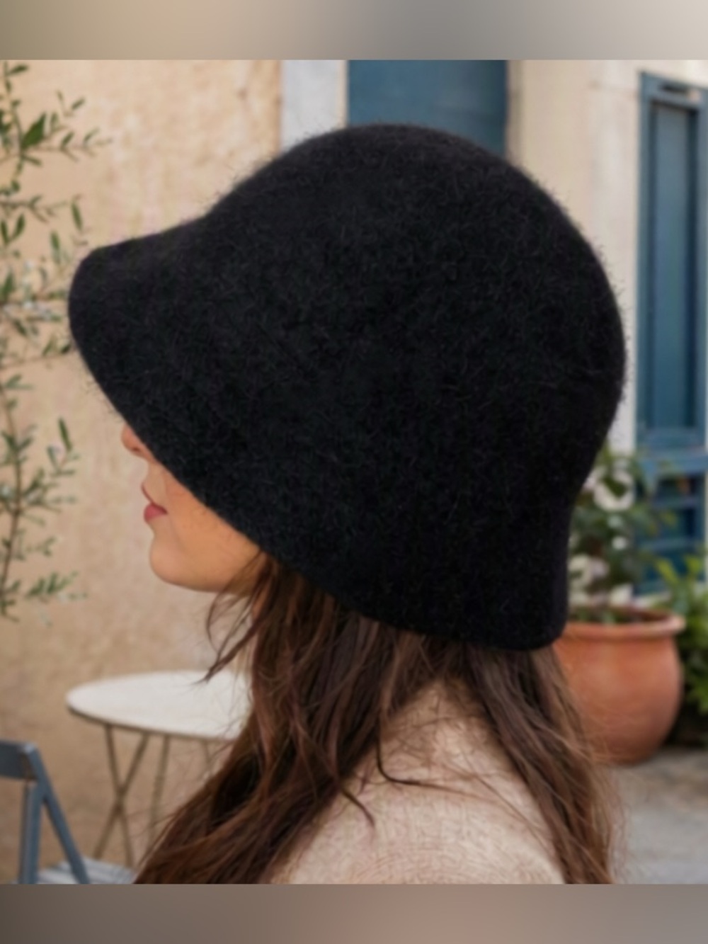 🌷 Vintage Black Angora Wool Blend Bucket Hat 🌷